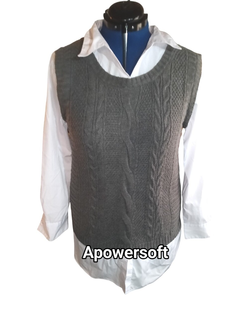 Classic Cable Knit Sleeveless Sweater Vest - Gray